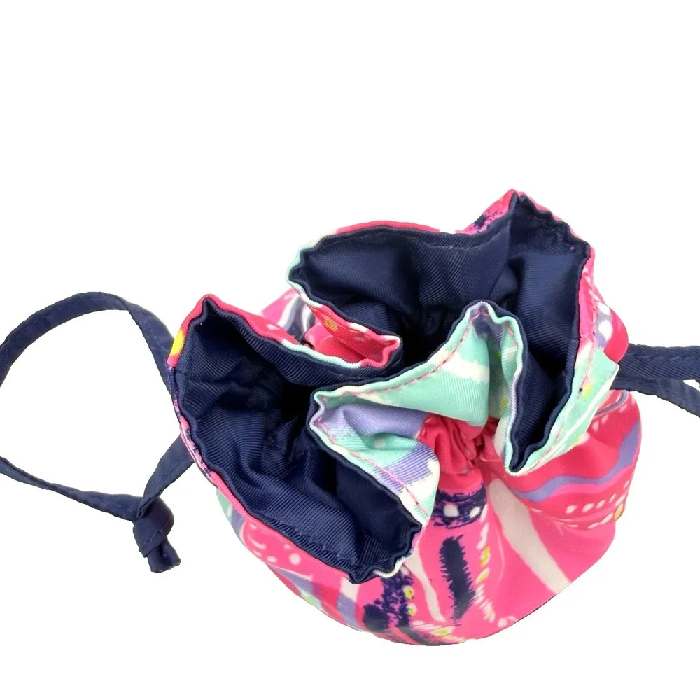 Lilly Pulitzer Pouch Drawstring & Zipper Makeup Bag Dragonfruit Oh My Guava 2 pc